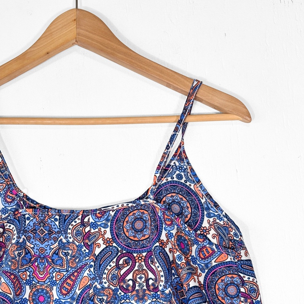Blue Paisley Boho Handkerchief Hem Camisole Top Womens M I'm With Derek Festival - Picture 4 of 7